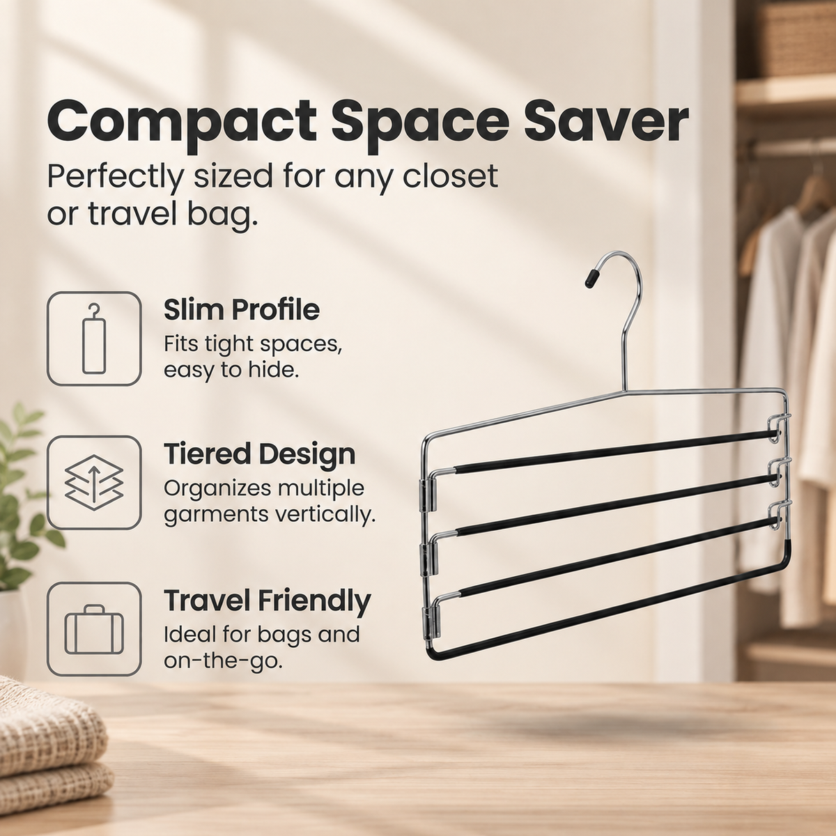 4-Tier Space-Saving Pants & Skirt Hanger