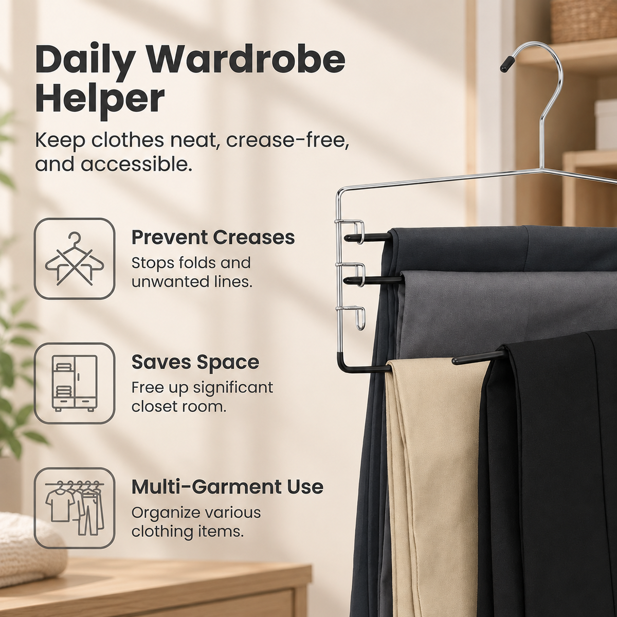 4-Tier Space-Saving Pants & Skirt Hanger